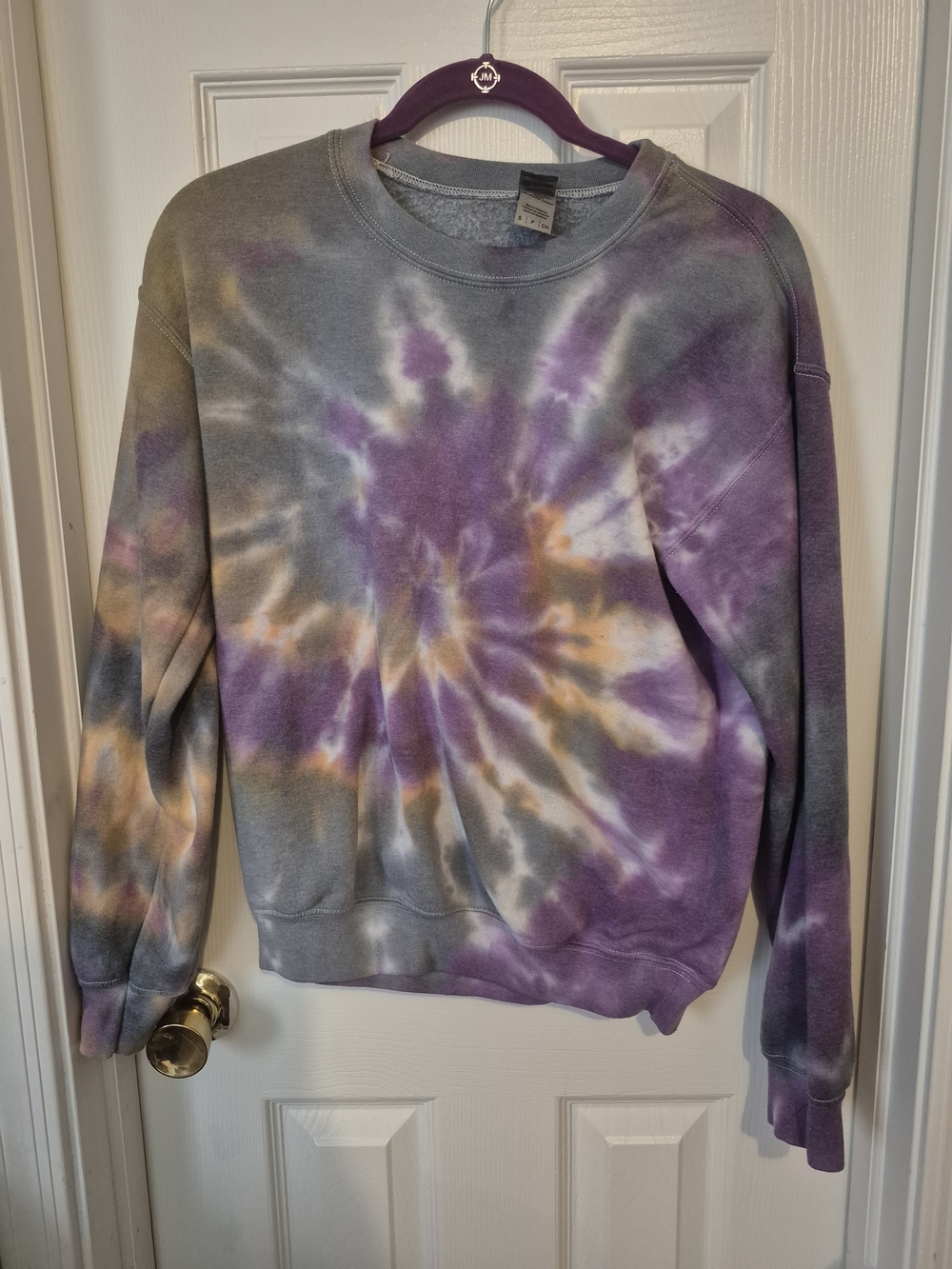 Tie-Dye Crewneck Sweater - Purple Black Orange
